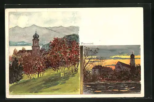 Künstler-AK Bernried, Blick zur Kirche