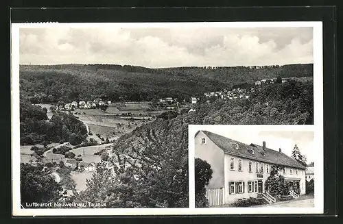 AK Neuweilnau i. Taunus, Ortsansicht, Gaststätte und Pension Schöne Aussicht