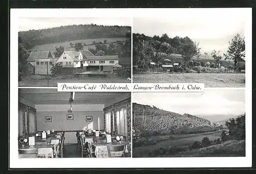 AK Langen-Brombach, Pension-Café Waldesruh, Ortsansicht