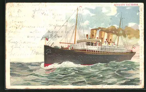 AK Passagierschiff Augusta Victoria in voller Fahrt, Hamburg-Amerika Linie