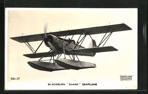 AK Wasserflugzeug Blackburn Shark am Himmel