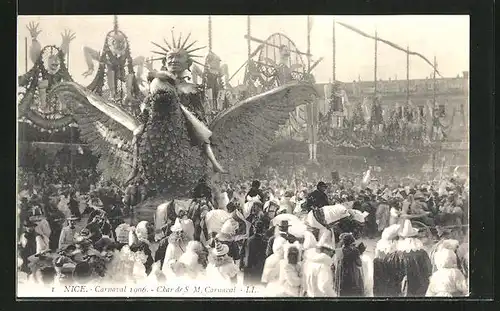 AK Nice, Carnaval 1906, Char de S. M. Carnaval, Fasching