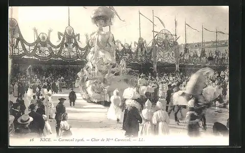 AK Nice, Carnaval 1906, Char de Mme Carnaval, Fasching