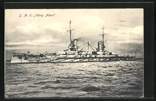 AK Kriegsschiff S. M. S. König Albert in ruhiger See