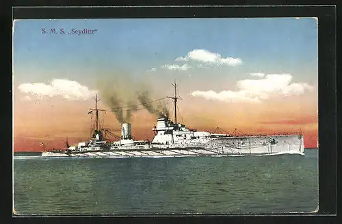 AK Kriegsschiff S. M. S. Seydlitz in voller Fahrt