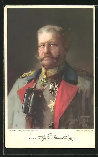 AK Generalfeldmarschall Paul von Hindenburg in Uniform mit Fernglas