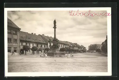 AK Libochovice, Mariensäule auf dem Markt