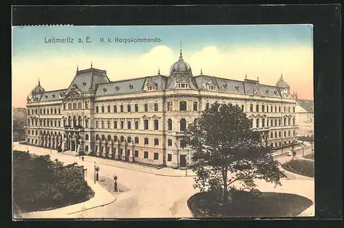 AK Leitmeritz / Litomerice, Blick zum K. K. Korpskommando