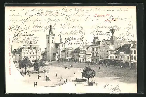 AK Leitmeritz / Litomerice, Blick auf den Ringplatz