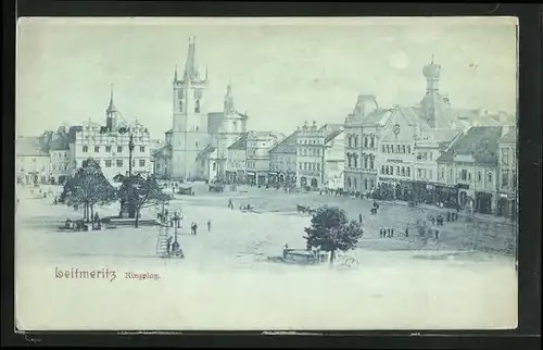 Mondschein-AK Leitmeritz / Litomerice, Ausblick auf den Markt