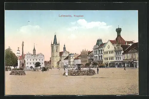 AK Leitmeritz / Litomerice, Ausblick auf den Ringplatz