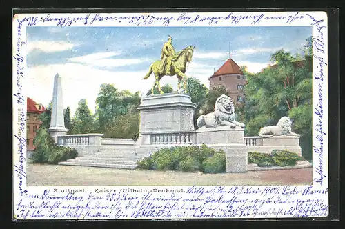 AK Stuttgart, Kaiser Wilhelm Denkmal