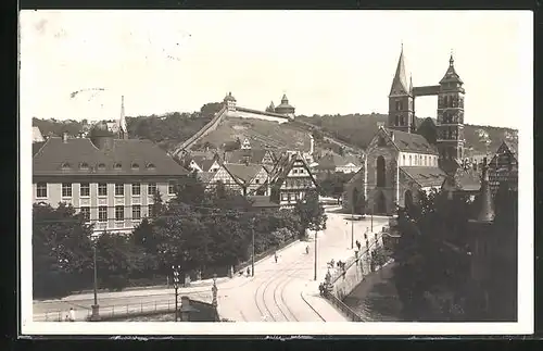 AK Esslingen a. Neckar, Teilansicht mit Strassenblick