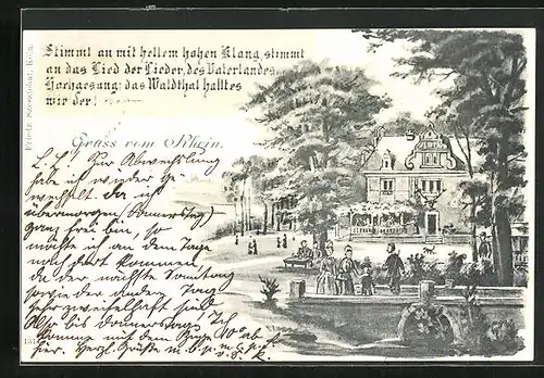 Künstler-AK Reichshof, Gasthaus im Waldtal