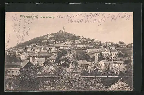 AK Warnsdorf / Varnsdorf, Totale mit Burgsberg