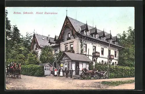 AK Rainwiese, Pferdekutsche am Hotel Rainwiese