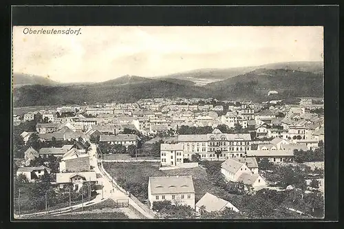 AK Oberleutensdorf / Litvinov, Teilansicht mit Strassenblick aus der Vogelschau