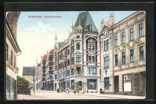 AK Rumburg / Rumburk, Teilansicht mit Bahnhofstrasse