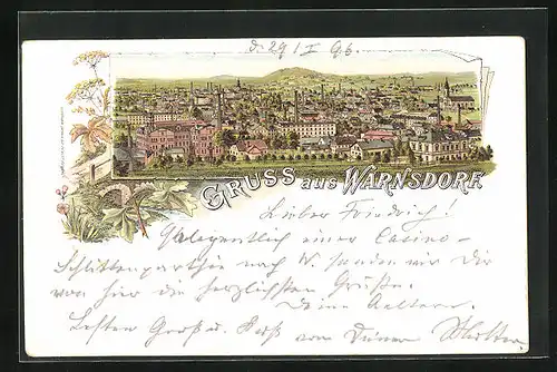 Lithographie Warnsdorf / Varnsdorf, Gesamtansicht