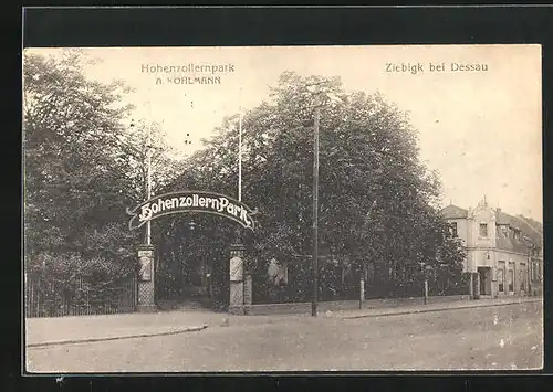 AK Ziebigk / Dessau, Gasthaus Hohenzollernpark, Bes. A. Kohlmann