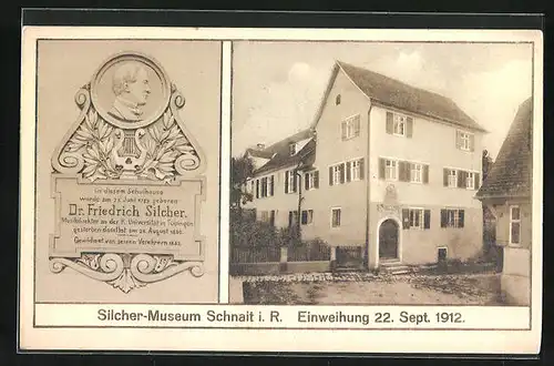 AK Schnait i. R., Silcher-Museum, Gedenktafel für Dr. Friedrich Silcher