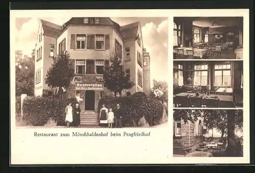 AK Stuttgart, Restaurant zum Mönchhaldenhof, Aussen- und Innenansichten