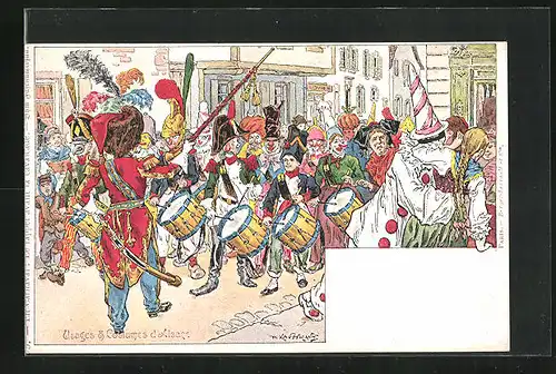 Künstler-AK sign. P. Kauffmann: Usages & Costumes d'Alsace, Anwohner in elsass-lothringischer Tracht