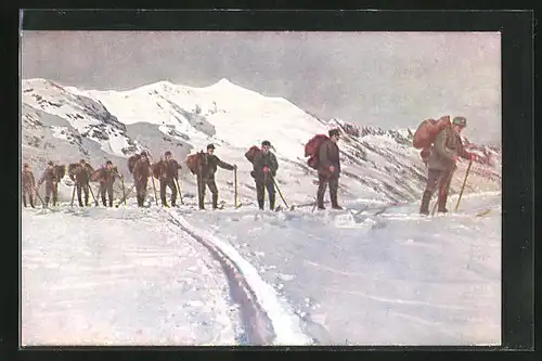 AK Schweizer Proviantkolonne im schneebedeckten Hochgebirge