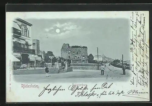 Mondschein-AK Rüdesheim, Bömserburg