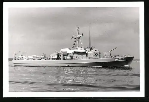 Fotografie Kriegsschiff Wachboot Ariadne Kennung W 23 der Bundesmarine