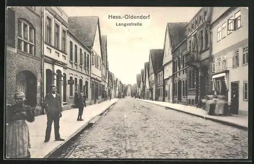 AK Hess. Oldendorf, Langestrasse mit Anwohnern