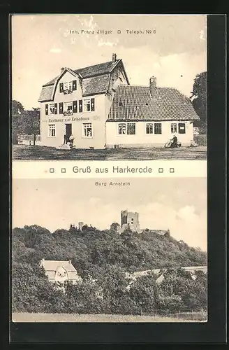AK Harkerode, Gasthaus zur Erholung, Burg Arnstein