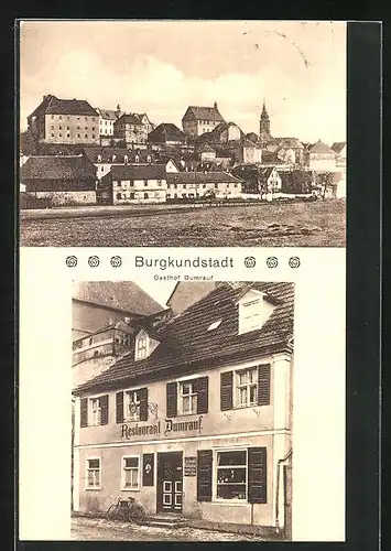 AK Burgkundstadt, Restaurant Dumrauf, Teilansicht