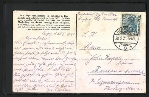 Künstler-AK Boppard /Rh., Zum 500jährigem Bestehen der Orgelbornskirmes