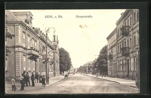 AK Kehl a. Rh., Hauptstrasse mit Passanten