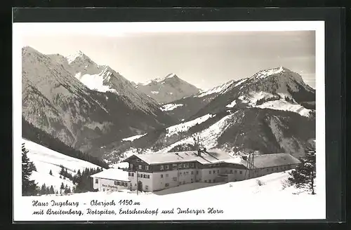 AK Oberjoch, Gasthaus Ingeburg mit Breitenberg, Rotspitze, Entschenkopf