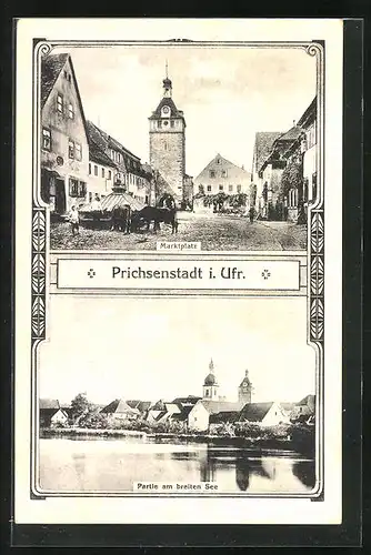 AK Prichsenstadt i. Ufr., Marktplatz, Partie am breiten See