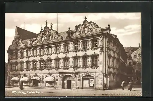 AK Würzburg, Falkenhaus mit Bank für Haus & Grundbesitz