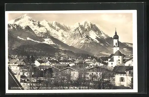 AK Garmisch, Blick auf Zugspitze-Waxenstein und Alpspitze
