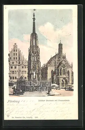 AK Nürnberg, Schöner Brunnen mit Frauenkirche