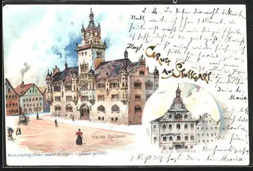 Künstler-AK Stuttgart, Neues Rathaus