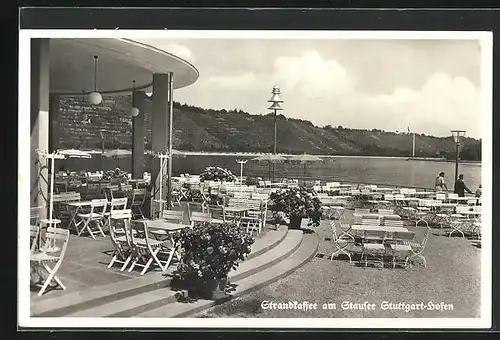 AK Stuttgart-Hofen, Strand-Cafe am Stausee