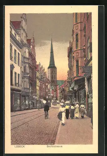 AK Lübeck, Breitestrasse mit flanierenden Damen