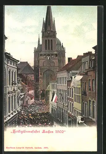 AK Aachen, Heiligthumsfahrt 1902, Menschenmenge vor Kirche