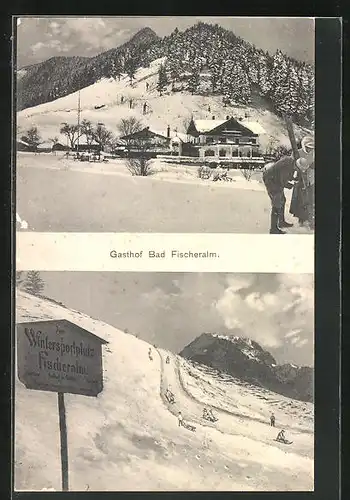 AK Bad Fischeralm, Gasthof im Schnee