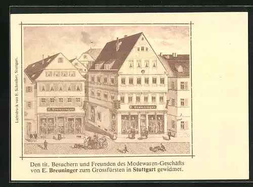 AK Stuttgart, Modewaren-Geschäft von E. Breuninger