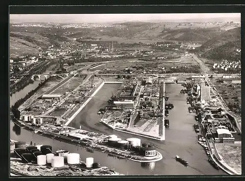 AK Stuttgart, Fliegeraufnahme vom Neckarhafen