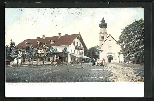 AK Judenstein, Gasthaus und Kirche