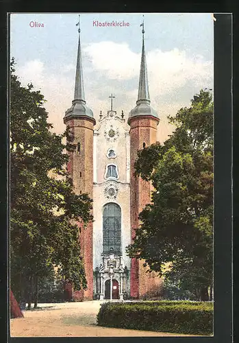 AK Oliva, Klosterkirche mit Parkpartie