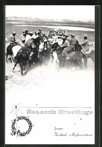 AK Kabul, Männer auf Pferden beim Spiel
